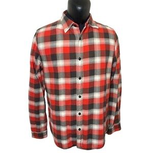 𝅺denim & Supply Ralph Lauren Vintage Black Red Checks Cotton Casual Down Shirt L